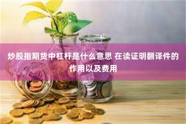 炒股指期货中杠杆是什么意思 在读证明翻译件的作用以及费用