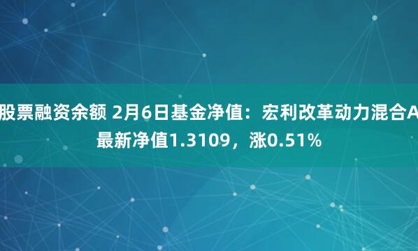 股票融资余额 2月6日基金净值：宏利改革动力混合A最新净值1.3109，涨0.51%