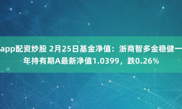 app配资炒股 2月25日基金净值：浙商智多金稳健一年持有期A最新净值1.0399，跌0.26%